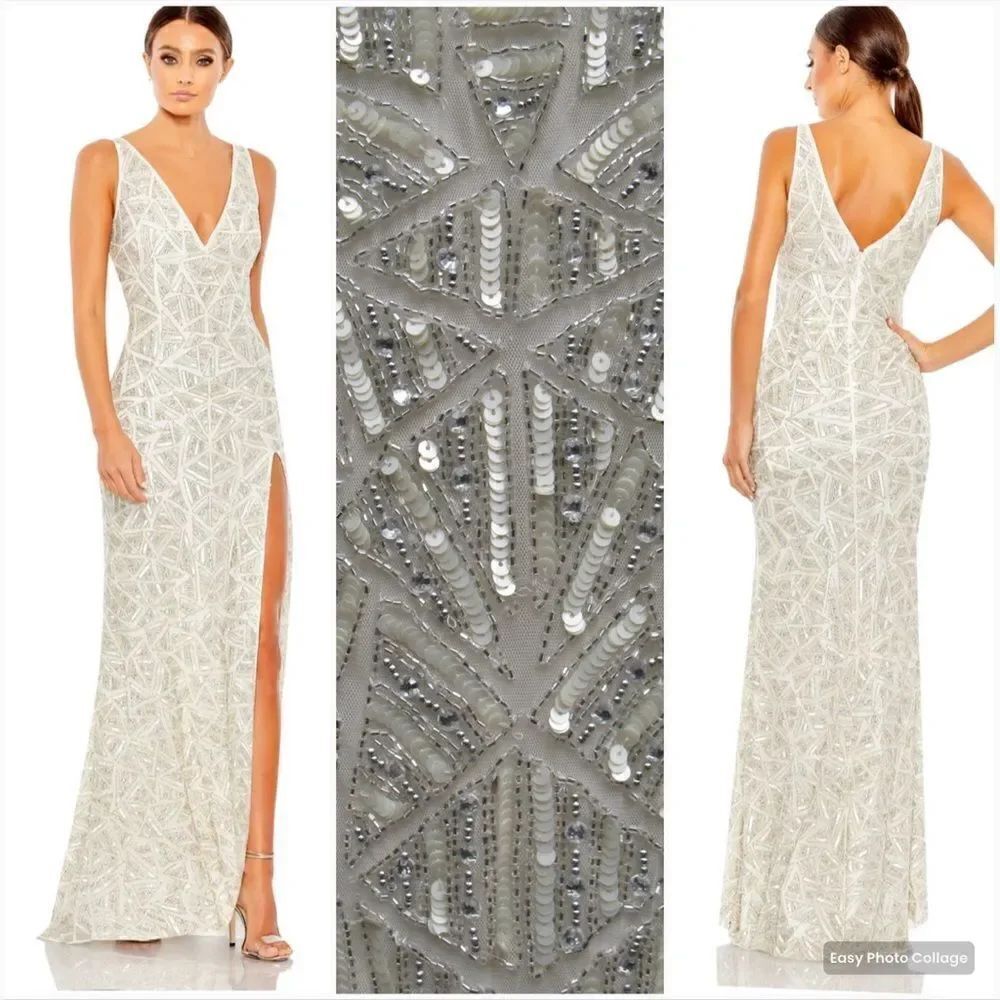 Mac Duggal 93552 Womens EMBELLISHED V NECK SLEEVELESS GOWN